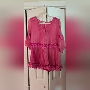 Pink Lace Women's Top Germany Made M